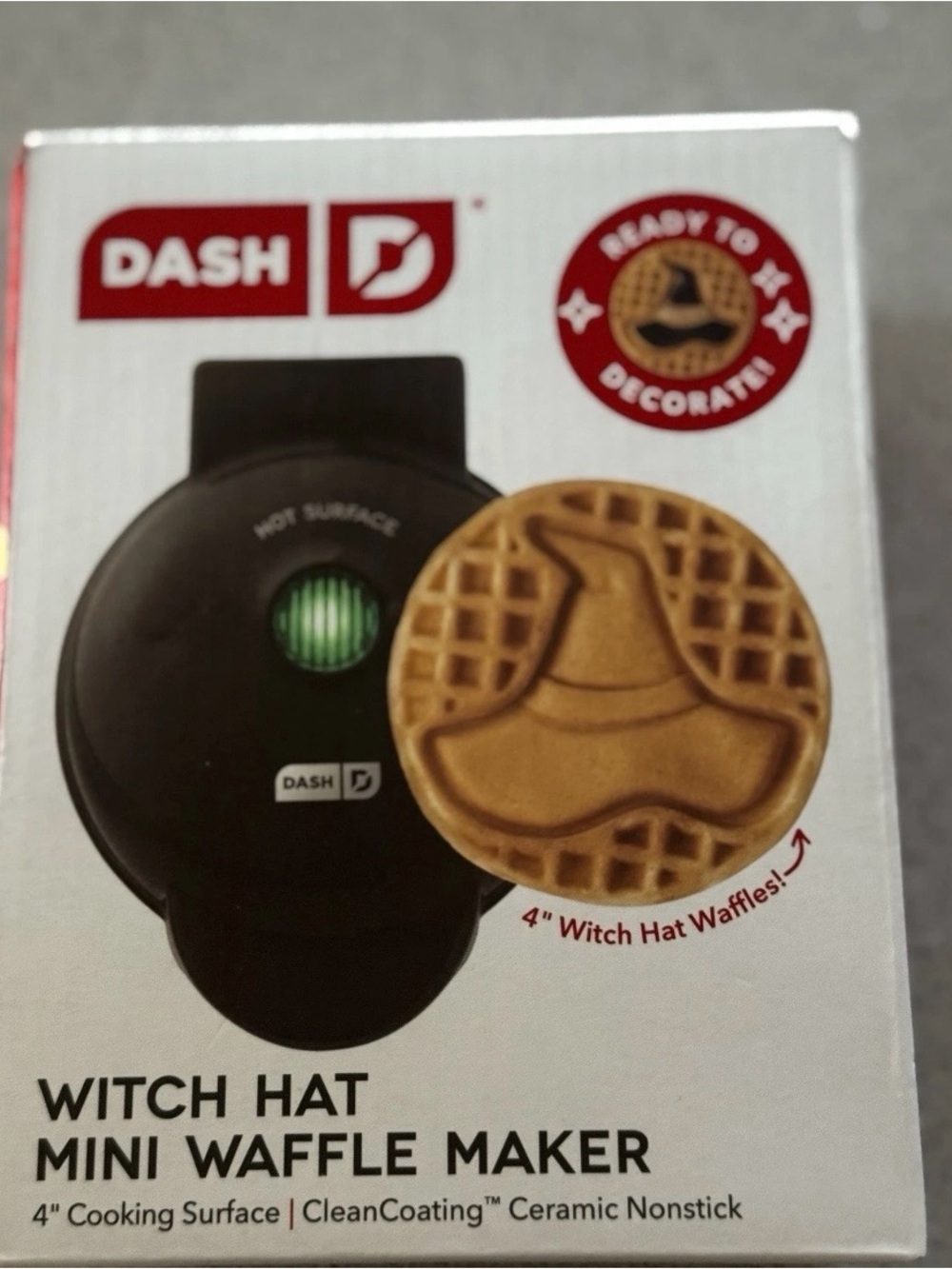 New Dash Witch Hat Mini Waffle Maker 4" Cooking Surface Ceramic Nonstick